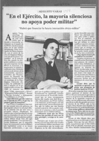 "En el Ejército, la mayoría silenciosa no apoya poder militar"  [artículo] Mónica González.