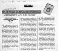 Fin de siglo, la época de Balmaceda  [artículo].