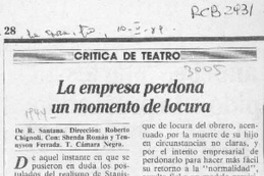 La empresa perdona un momento de locura  [artículo] Luisa Ulibarri.