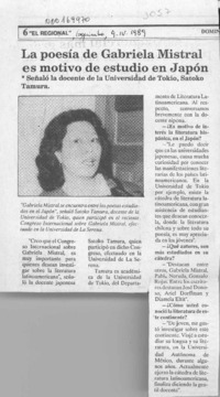 La poesía de Gabriela Mistral es motivo de estudio en Japón  [artículo].