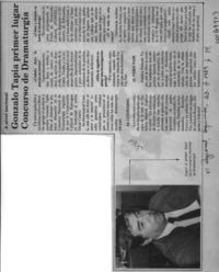 Gonzalo Tapia primer lugar en concurso de dramaturgia  [artículo].