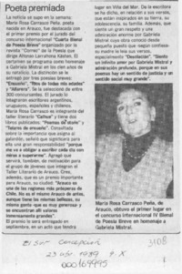 Poeta premiada  [artículo].