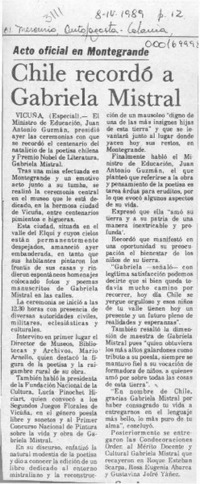 Chile recordó a Gabriela Mistral  [artículo].