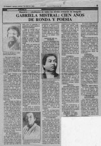 Gabriela Mistral, cien años de ronda y poesía  [artículo].