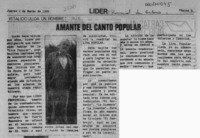 Amante del canto popular  [artículo].