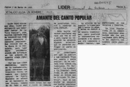 Amante del canto popular  [artículo].