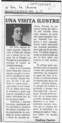 Una visita ilustre  [artículo] Ondina Castro.