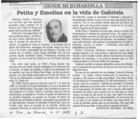 Petita y Emelina en la vida de Gabriela  [artículo] Gustavo Rivera Flores.