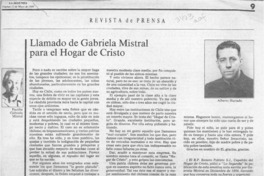 Llamado de Gabriela Mistral para el Hogar de Cristo  [artículo].