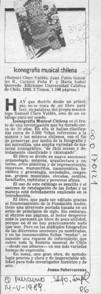 Iconografía musical chilena  [artículo] Juana Subercaseaux.