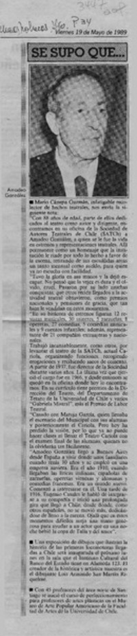 Se supo que --  [artículo] Mario Cánepa Guzmán.