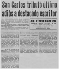 San Carlos tributó último adiós a destacado escritor