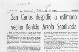 San Carlos despidió a estimado vecino Benicio Arzola Sepúlveda  [artículo].