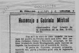 Homenaje a Gabriela Mistral  [artículo].