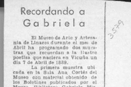 Recordando a Gabriela  [artículo] Paz Olea Carrillo.