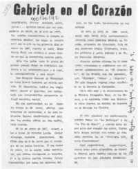 Gabriela en el corazón  [artículo] Fulvio Hurtado.