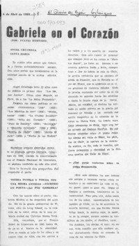 Gabriela en el corazón  [artículo] Fulvio Hurtado.