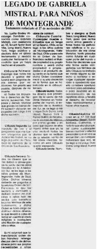 Legado de Gabriela Mistral para niños de Montegrande