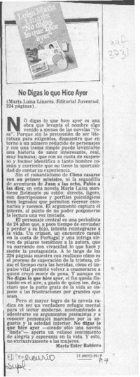 No digas lo que hice ayer