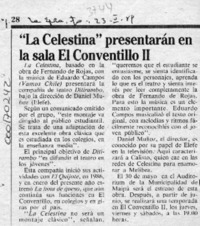 "La Celestina" presentarán en la sala El Conventillo II  [artículo].