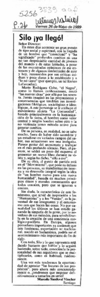 Silo ya llegó!  [artículo] Marcelo Sandoval Visscher.