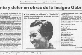 Genio y dolor en obras de la insigne Gabriela  [artículo].