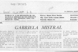Gabriela Mistral  [artículo].