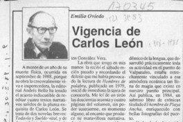 Vigencia de Carlos León  [artículo] Emilio Oviedo.