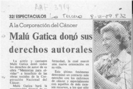 Malú Gatica donó sus derechos autorales