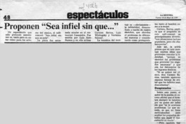 Proponen "Sea infiel sin que --"