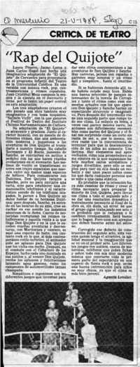 "Rap del Quijote"  [artículo] Agustín Letelier.