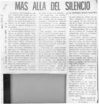 "Más allá del silencio"  [artículo] Matías Rafide B.