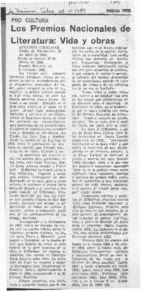 Los Premios Nacionales de Literatura, vida y obras  [artículo] S.