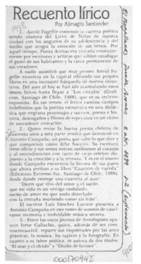 Recuento lírico  [artículo] Almagro Santander.