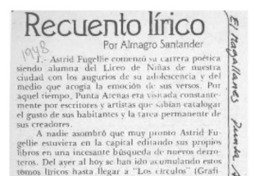 Recuento lírico  [artículo] Almagro Santander.