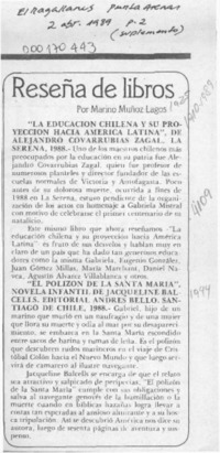 Reseña de libros  [artículo] Marino Muñoz Lagos.