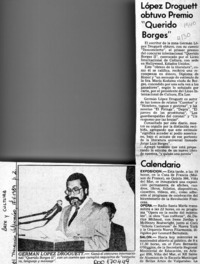 López Droguett obtuvo premio "Querido Borges"  [artículo].