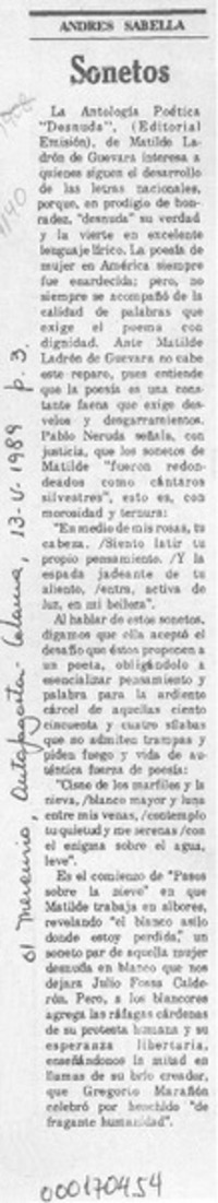 Sonetos  [artículo] Andrés Sabella.