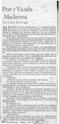 Prat y Vicuña Mackenna  [artículo] Carlos Ruiz Tagle.