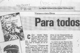 Para todos los gustos  [artículo] Pedro Crespo.