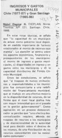 Ingresos y gastos municipales  [artículo].