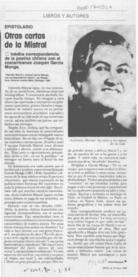 Otras cartas de la Mistral  [artículo] Jaime Quezada.