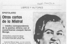 Otras cartas de la Mistral  [artículo] Jaime Quezada.