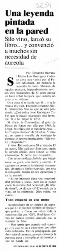 Una leyenda pintada en la pared  [artículo] Fernando Barraza.