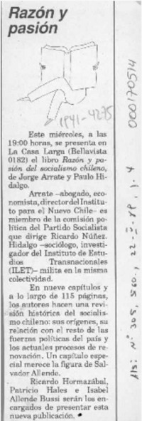 Razón y pasión  [artículo].