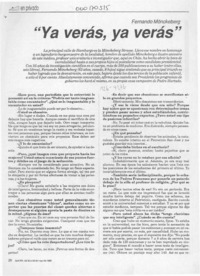 "Ya verás, ya verás"  [artículo] M. V.