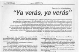 "Ya verás, ya verás"  [artículo] M. V.