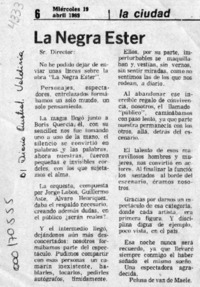 La Negra Ester  [artículo] Pelusa de van de Maele.