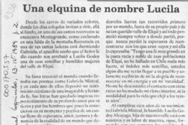 Una elquina de nombre Lucila  [artículo] Ricardo Sepúlveda Muñoz.