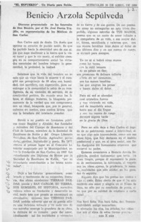 Benicio Arzola Sepúlveda  [artículo] José Durán Trujillo.